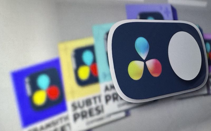 A shot of DaVinci Resolve presets on a screen